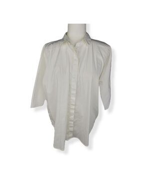 Ann Taylor Square oversize button up  Off White Blouse Small